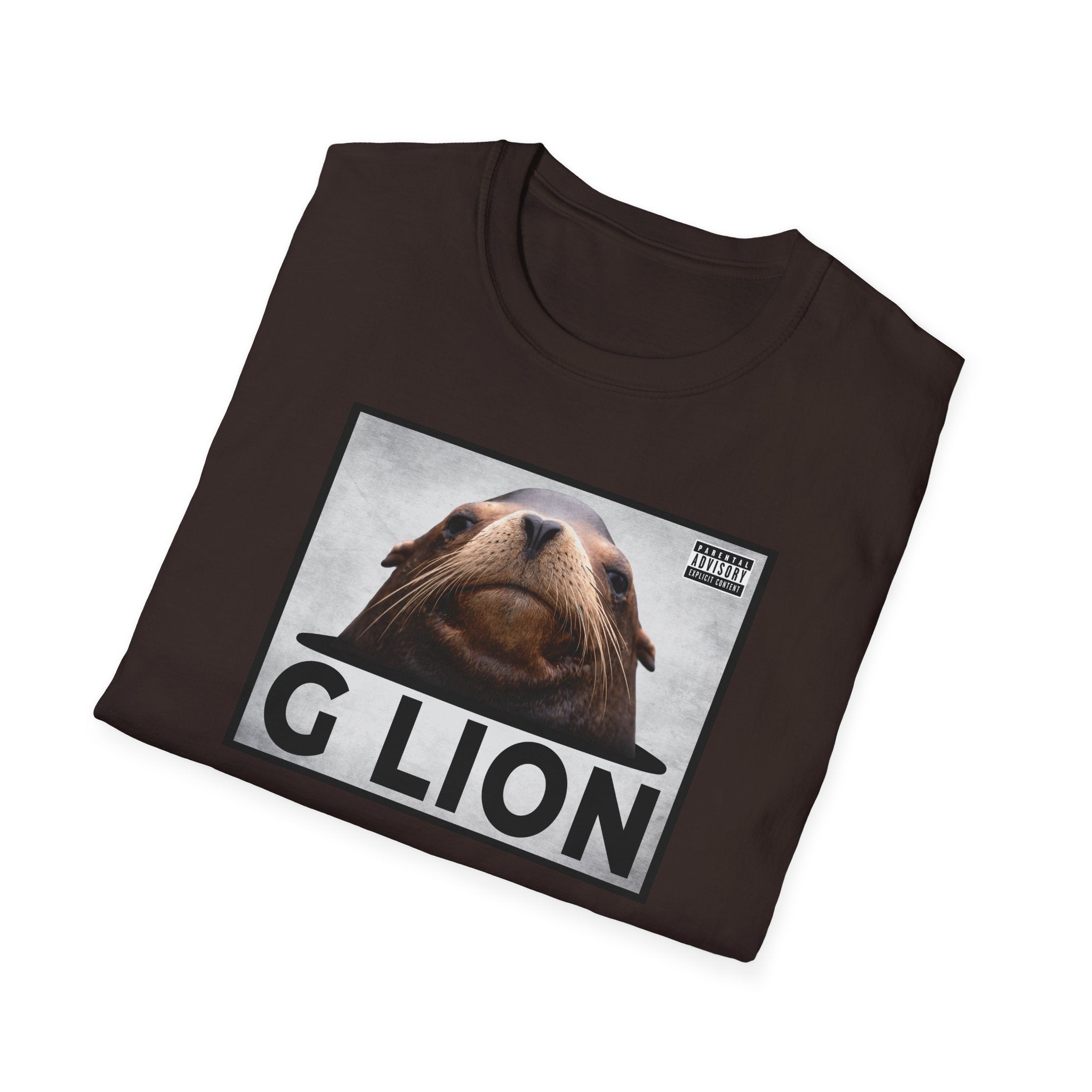 G Lion Graphic T‑Shirt — Bold Lion Face Album Cover Shirt