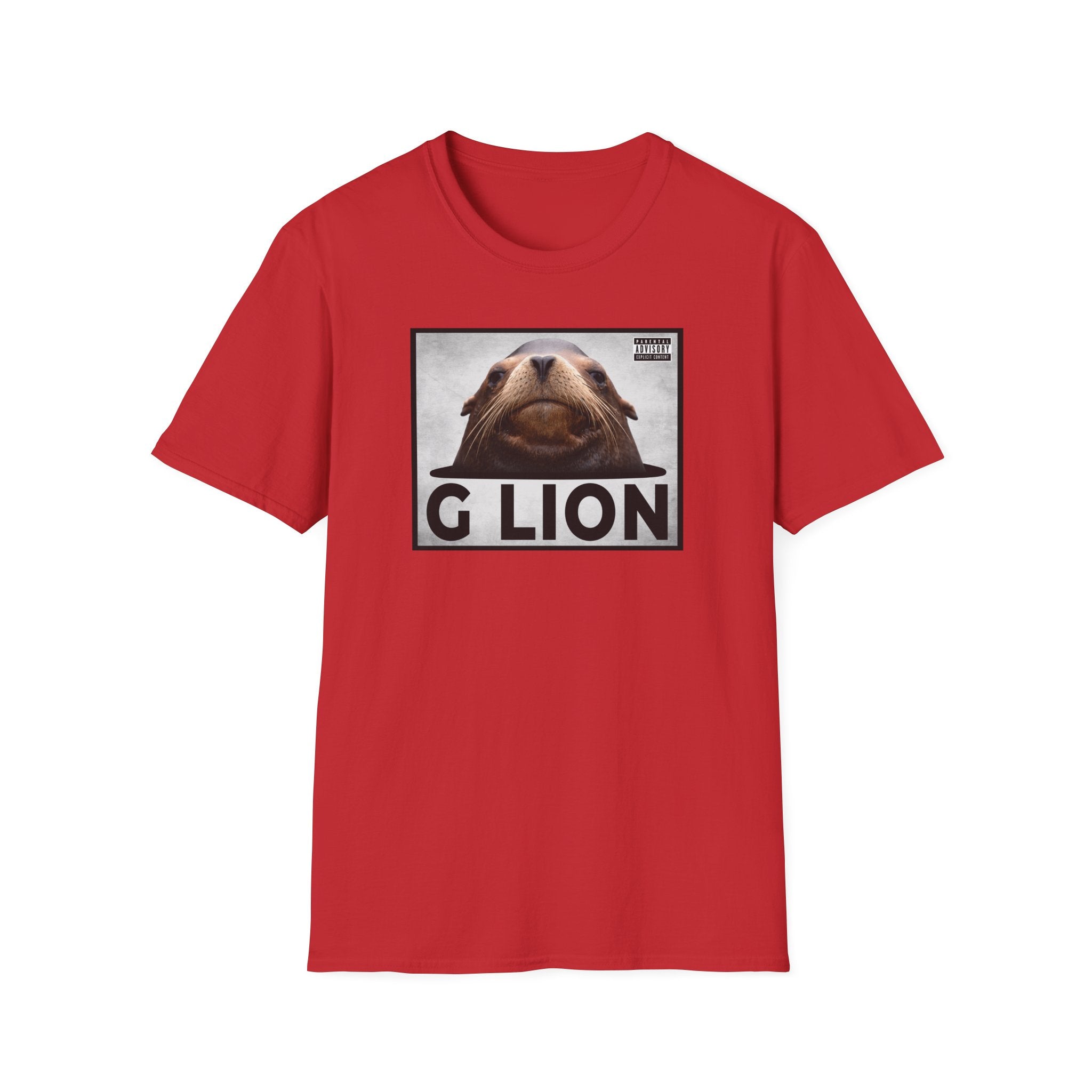 G Lion Graphic T‑Shirt — Bold Lion Face Album Cover Shirt