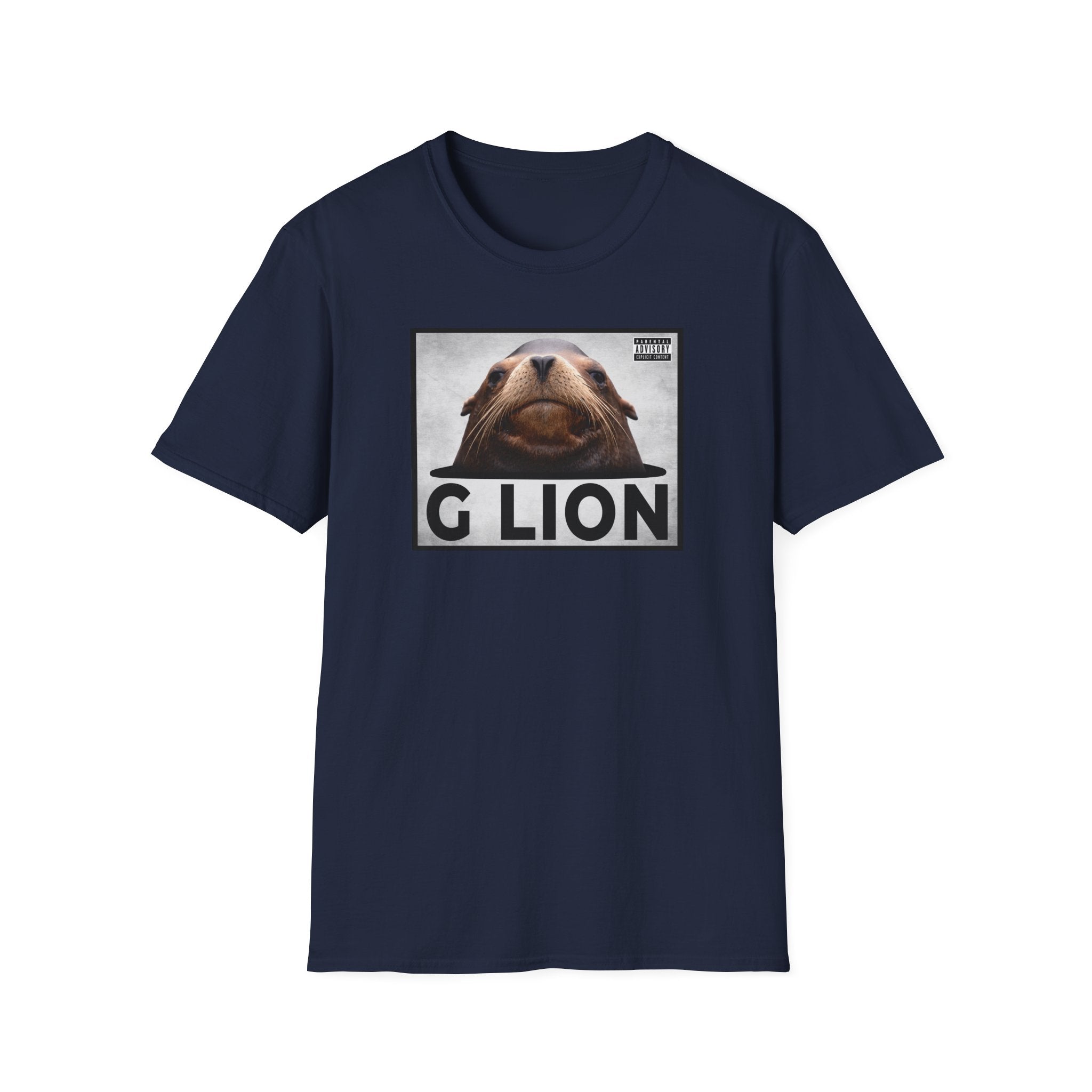 G Lion Graphic T‑Shirt — Bold Lion Face Album Cover Shirt