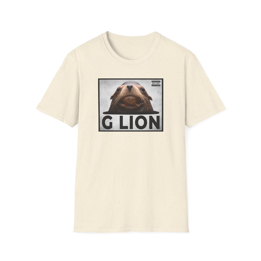 G Lion Graphic T‑Shirt — Bold Lion Face Album Cover Shirt