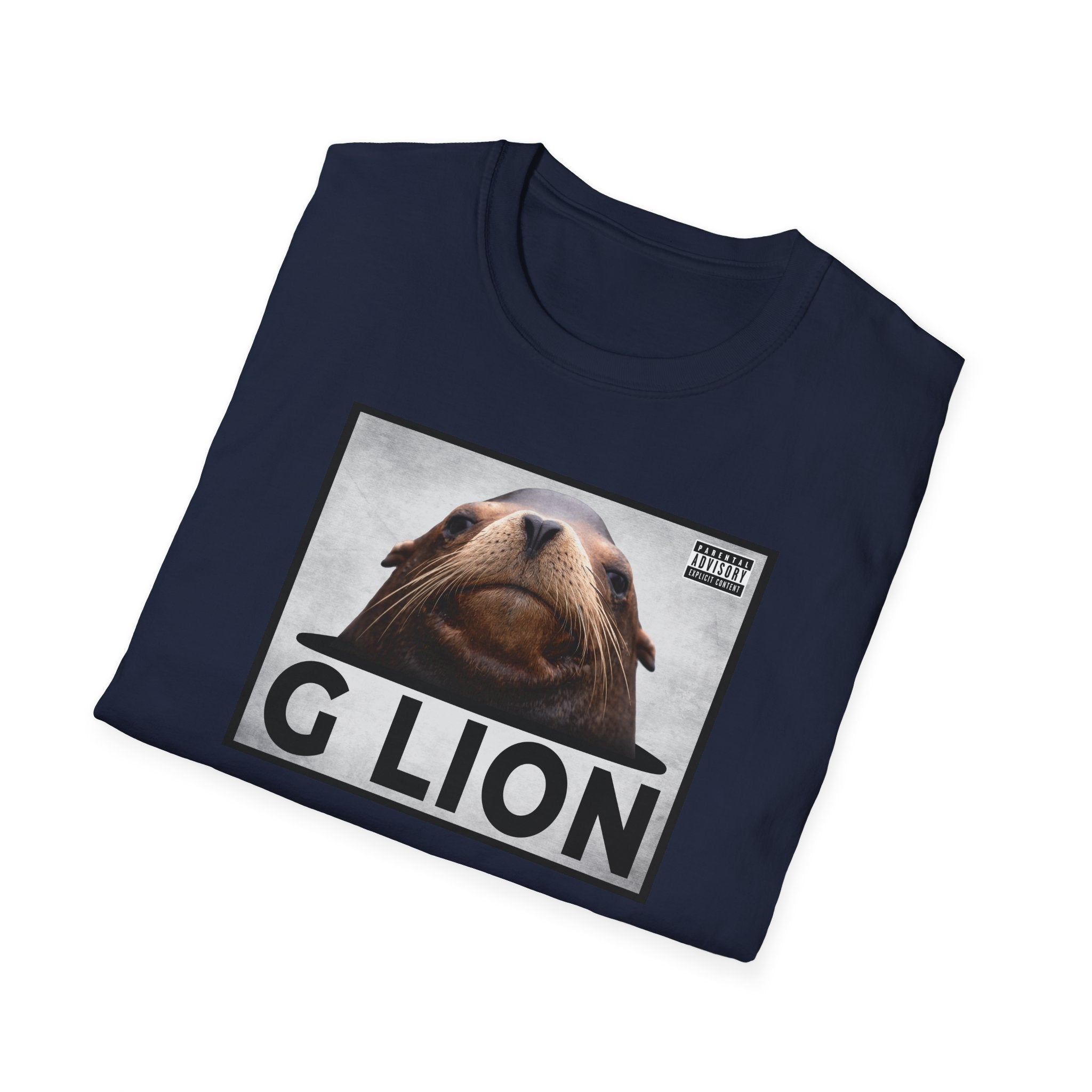 G Lion Graphic T‑Shirt — Bold Lion Face Album Cover Shirt