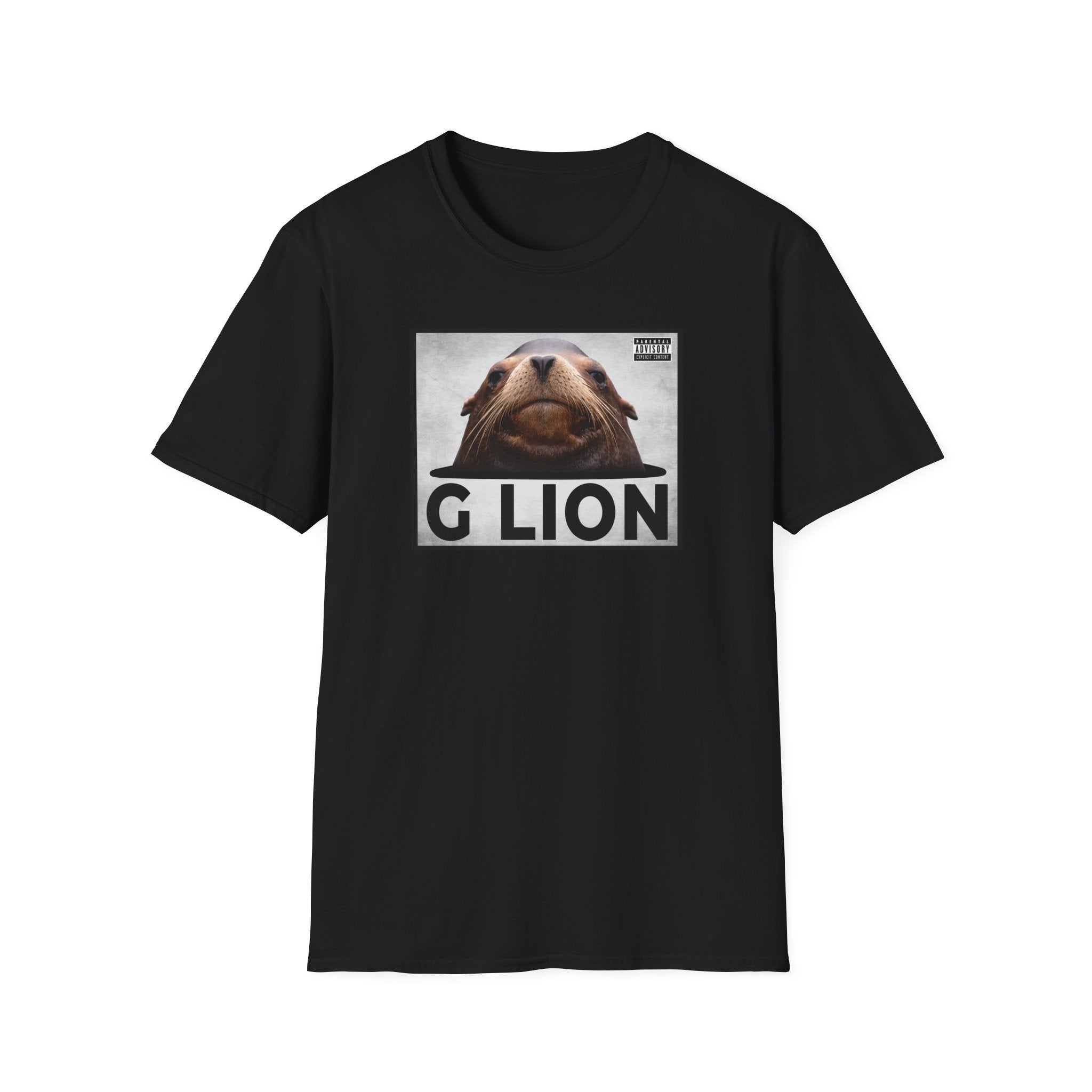G Lion Graphic T‑Shirt — Bold Lion Face Album Cover Shirt