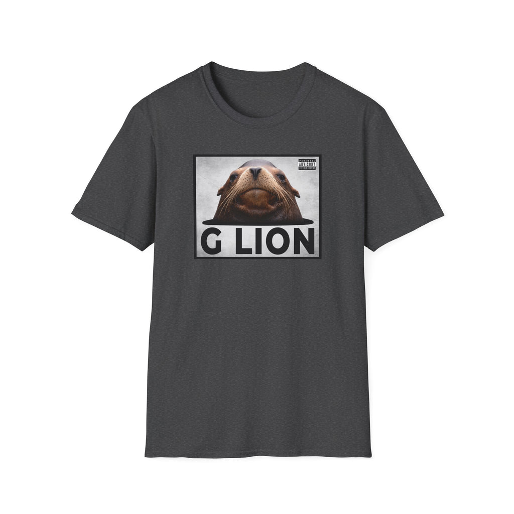 G Lion Graphic T‑Shirt — Bold Lion Face Album Cover Shirt