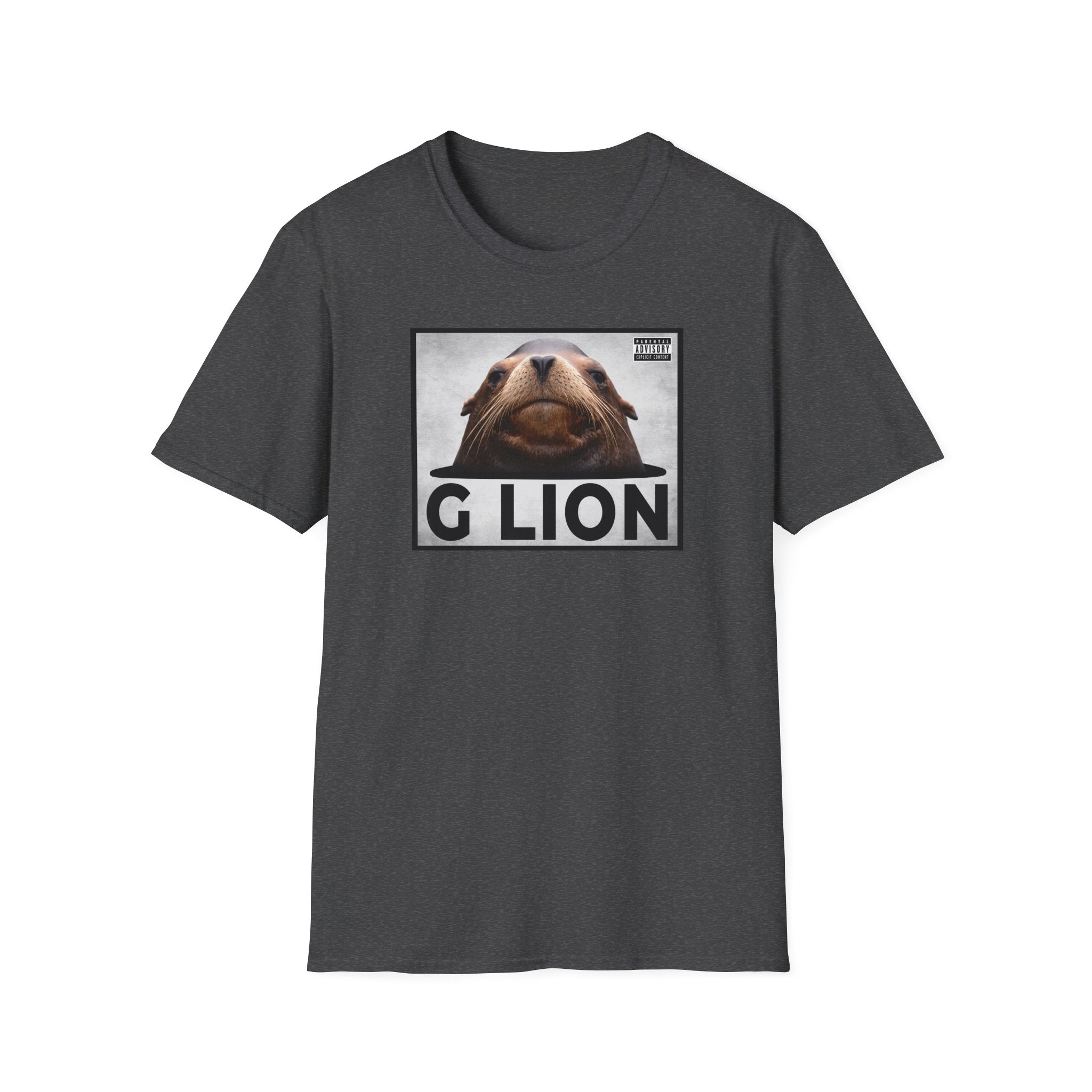 G Lion Graphic T‑Shirt — Bold Lion Face Album Cover Shirt