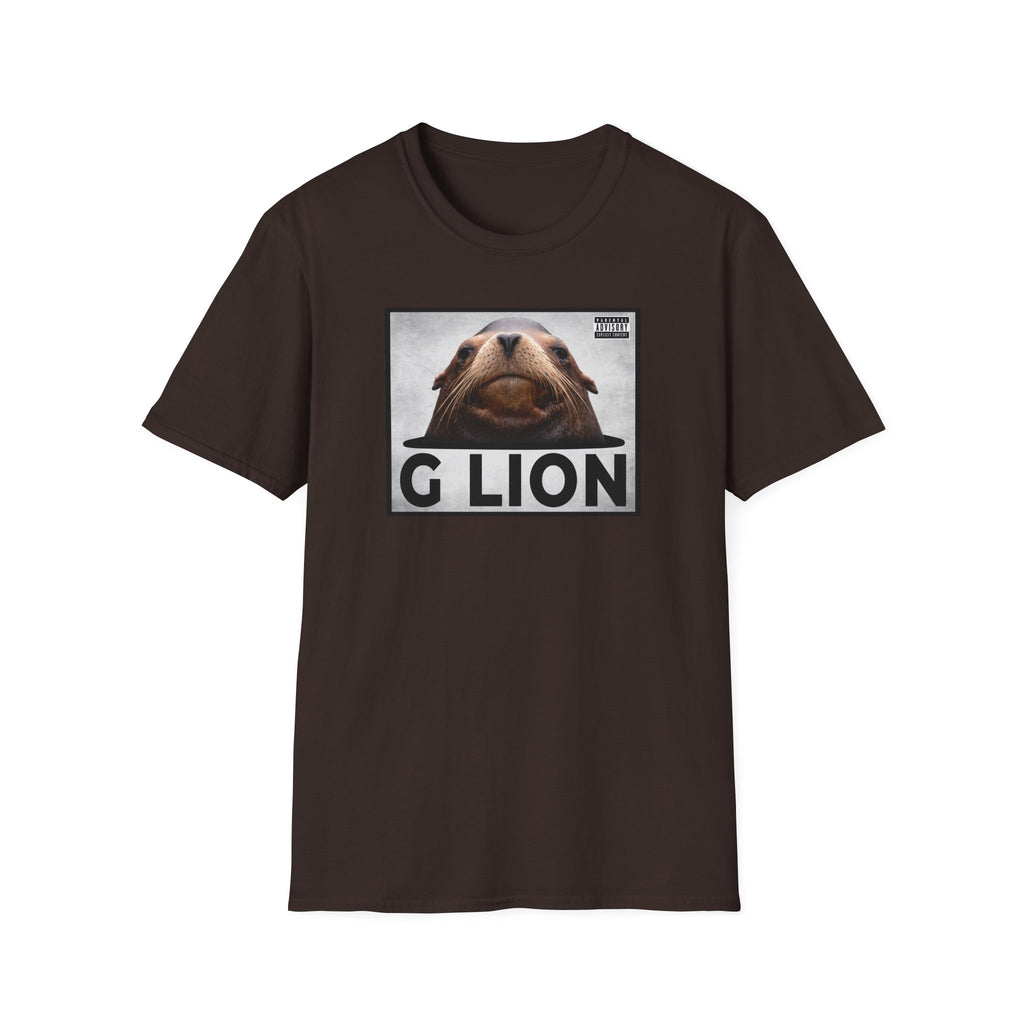 G Lion Graphic T‑Shirt — Bold Lion Face Album Cover Shirt