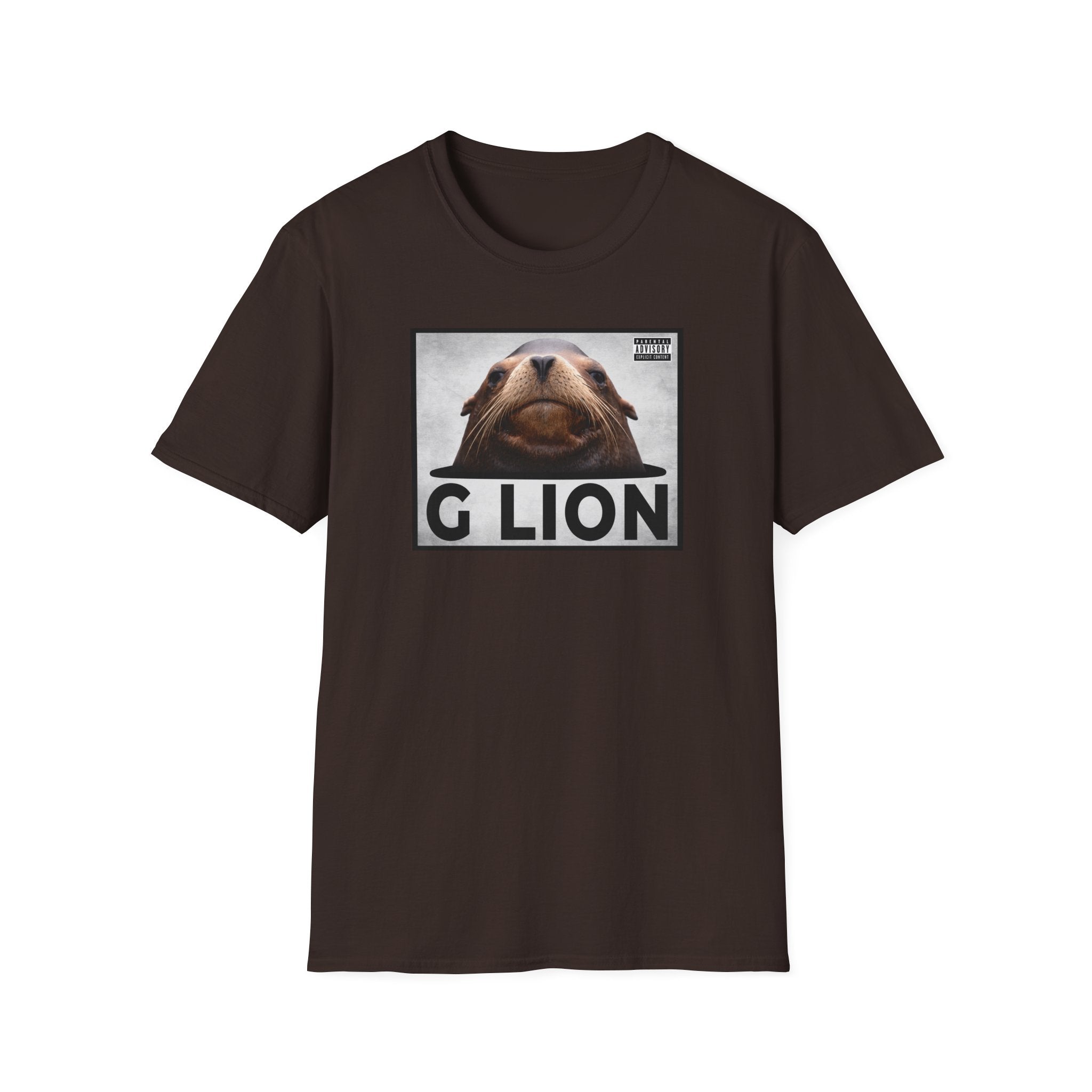 G Lion Graphic T‑Shirt — Bold Lion Face Album Cover Shirt