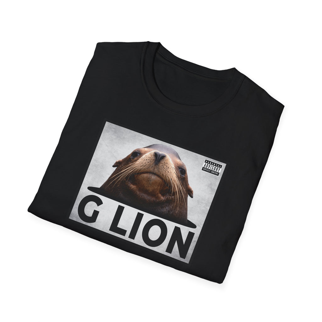 G Lion Graphic T‑Shirt — Bold Lion Face Album Cover Shirt