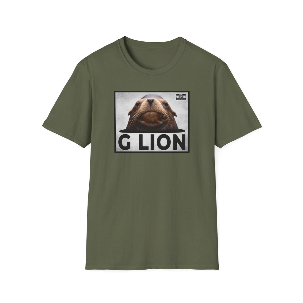 G Lion Graphic T‑Shirt — Bold Lion Face Album Cover Shirt