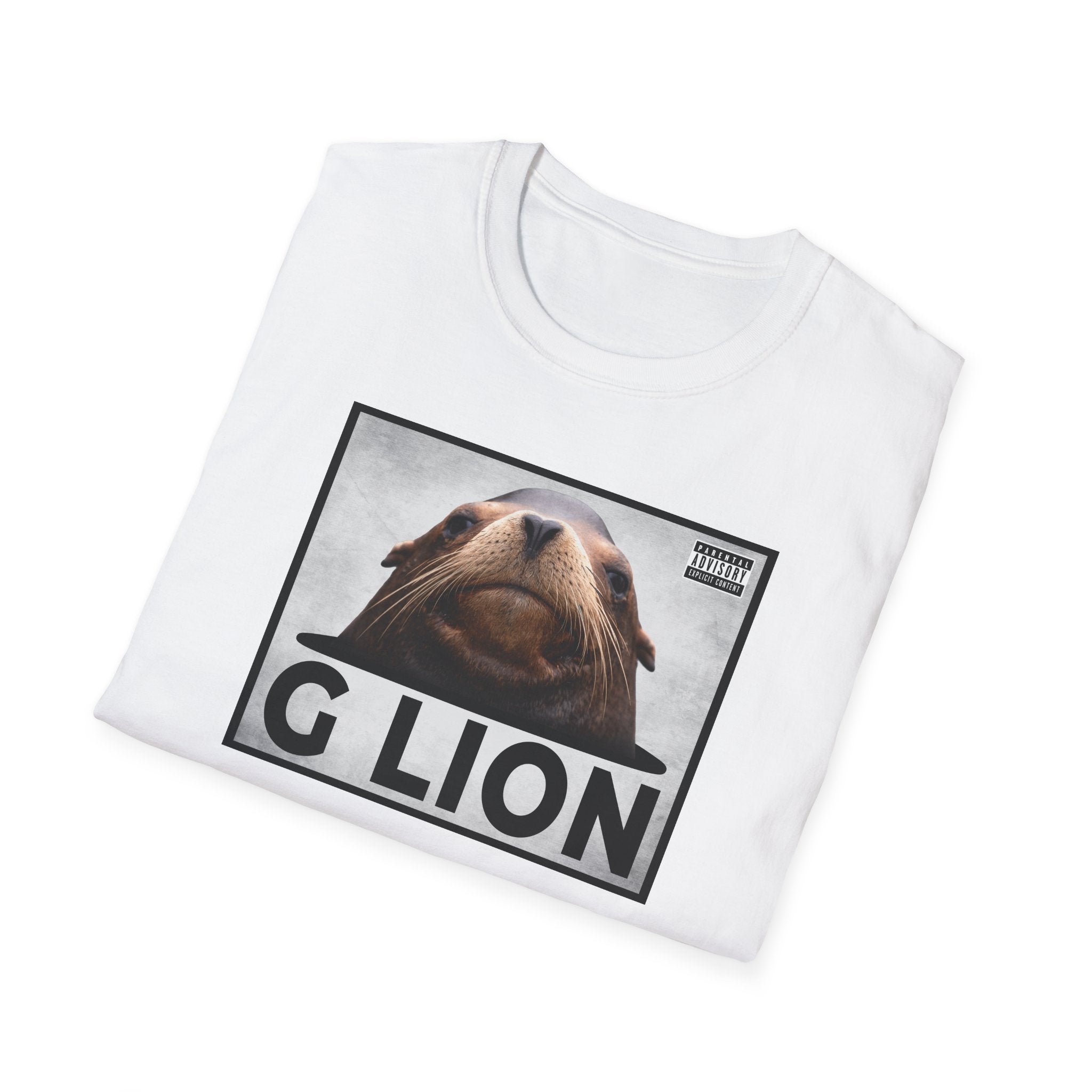 G Lion Graphic T‑Shirt — Bold Lion Face Album Cover Shirt