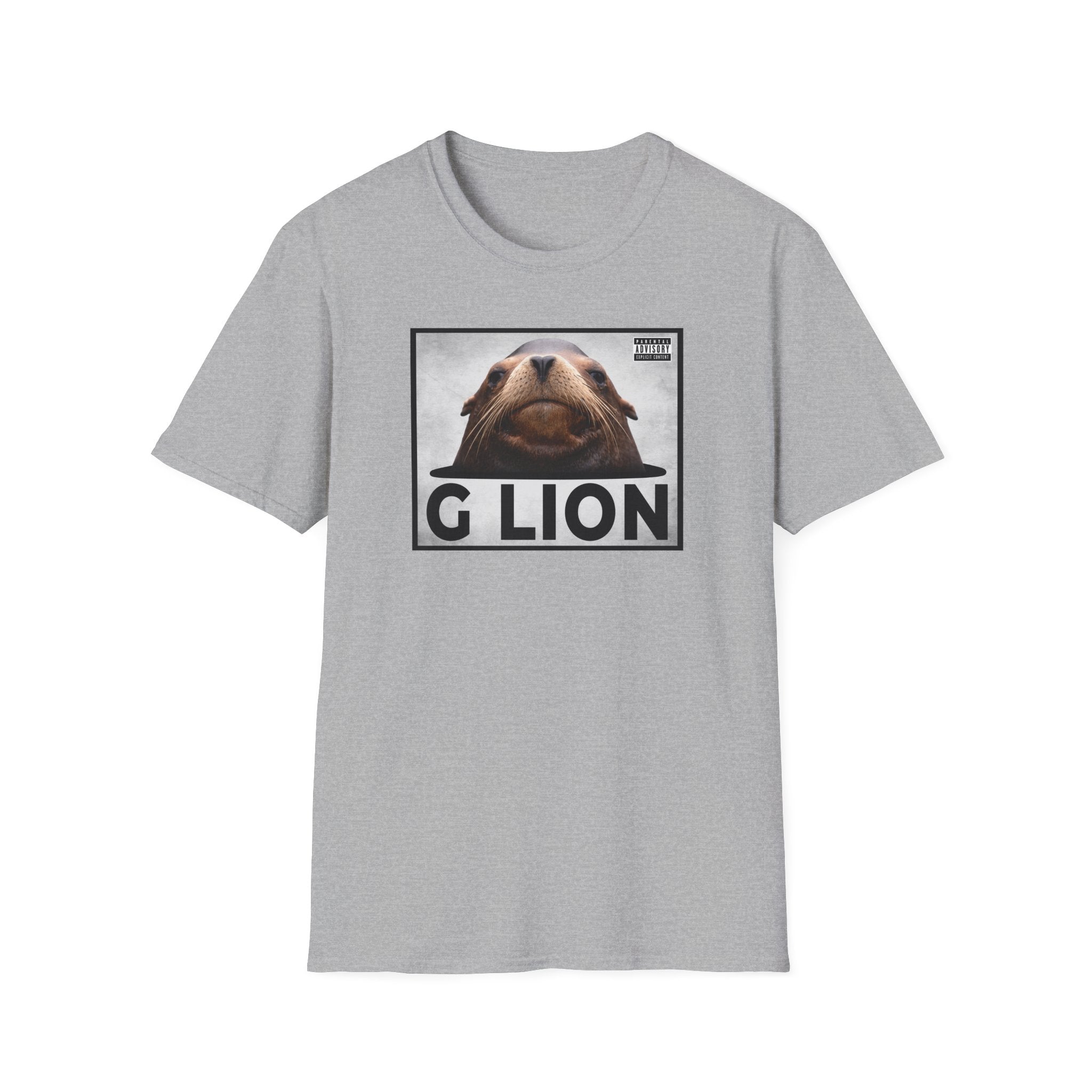 G Lion Graphic T‑Shirt — Bold Lion Face Album Cover Shirt