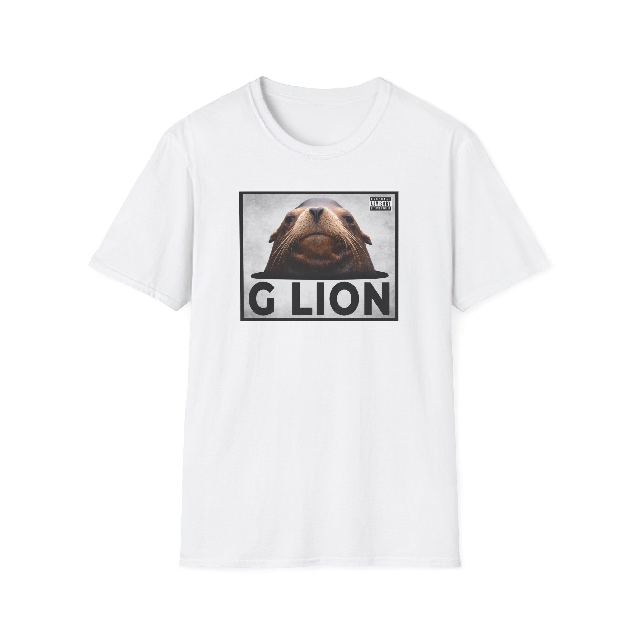G Lion Graphic T‑Shirt — Bold Lion Face Album Cover Shirt