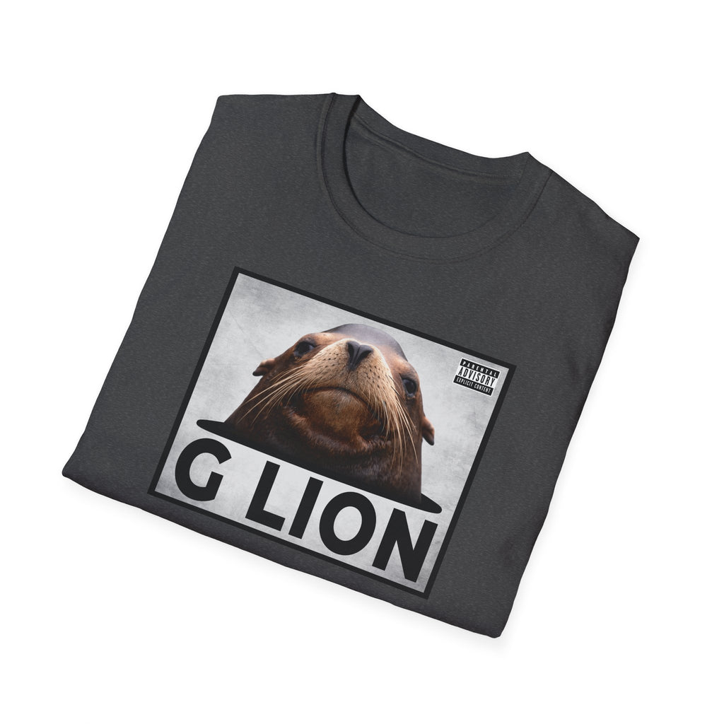 G Lion Graphic T‑Shirt — Bold Lion Face Album Cover Shirt