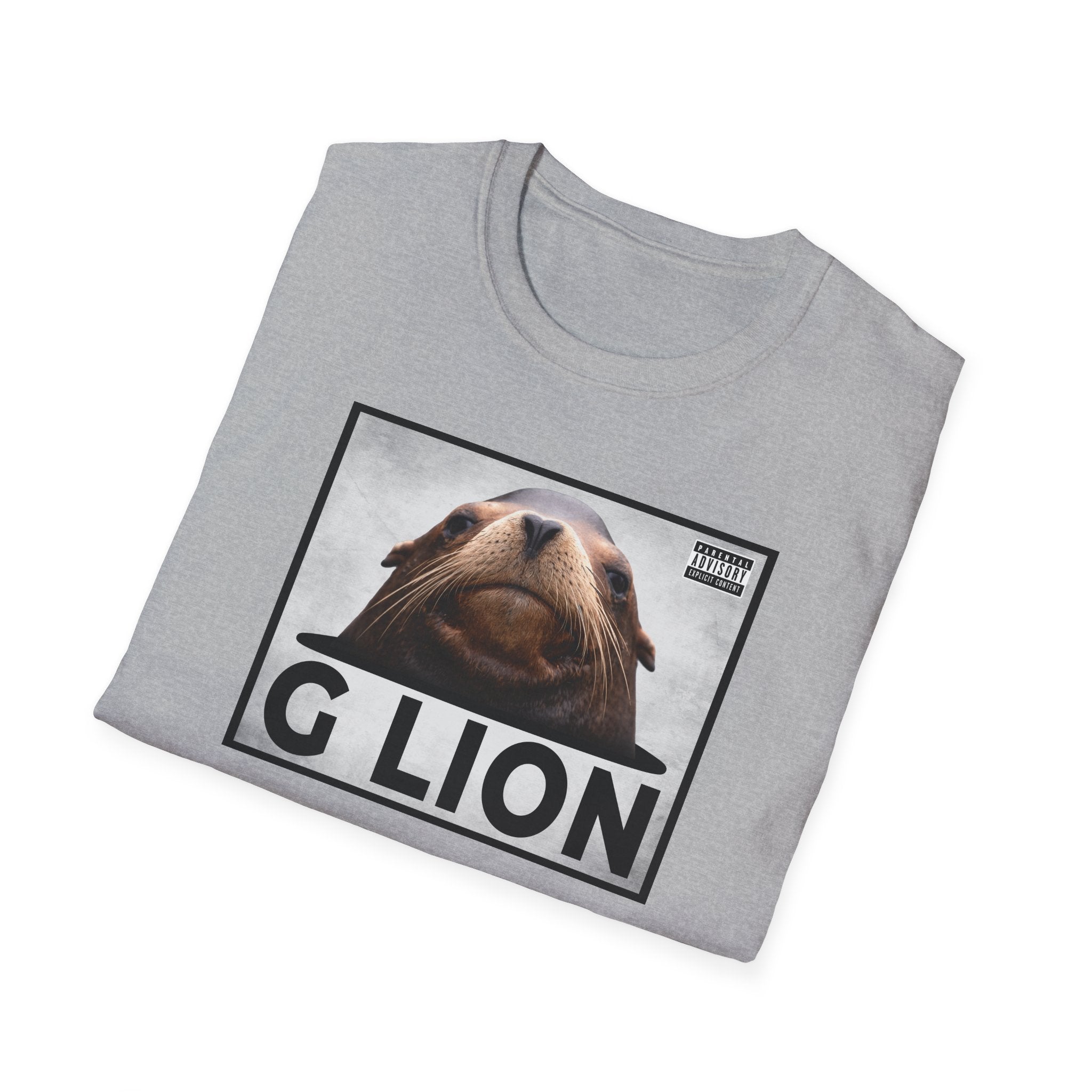 G Lion Graphic T‑Shirt — Bold Lion Face Album Cover Shirt