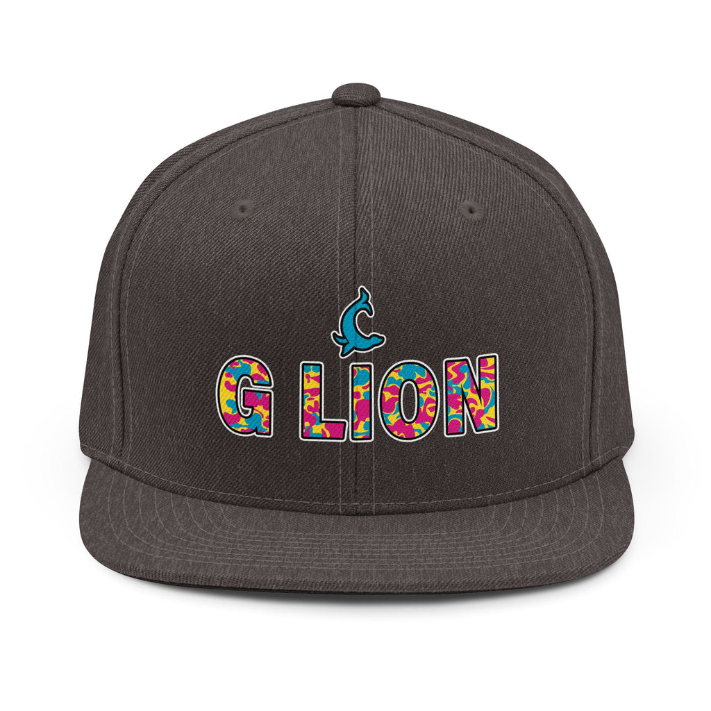 G Lion Snapback Hat — Colorful Camo Logo Cap