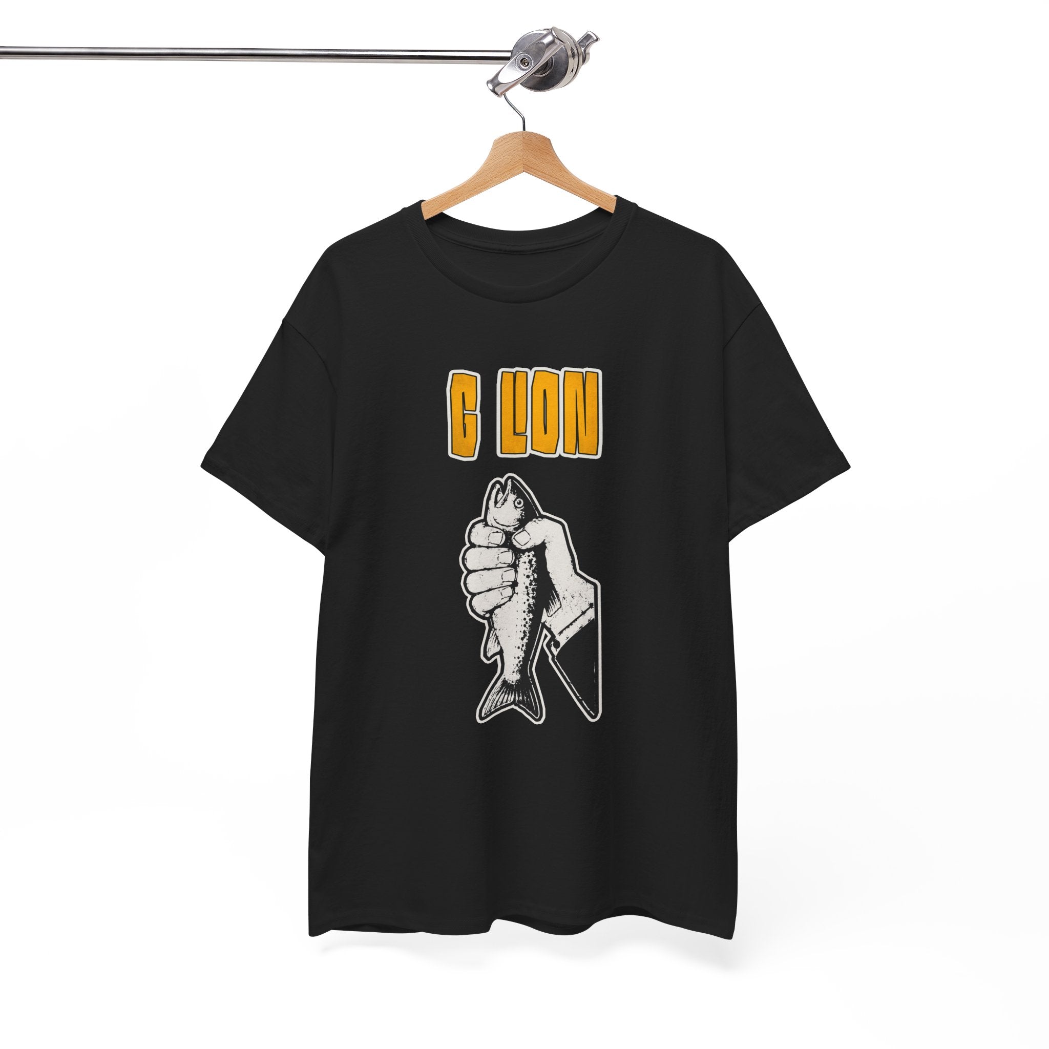 A Retro Fish Tee with Bold G Lion Logo