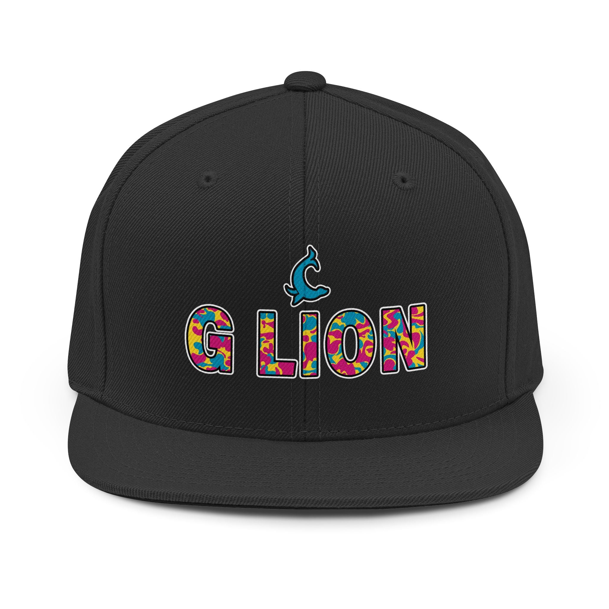 G Lion Snapback Hat — Colorful Camo Logo Cap