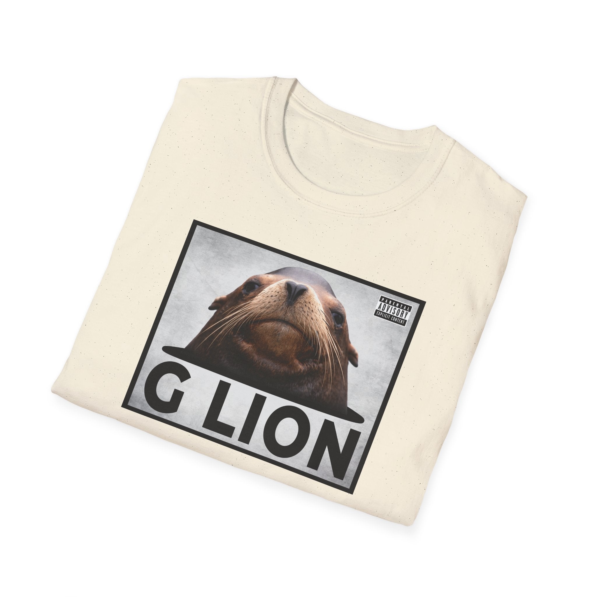 G Lion Graphic T‑Shirt — Bold Lion Face Album Cover Shirt